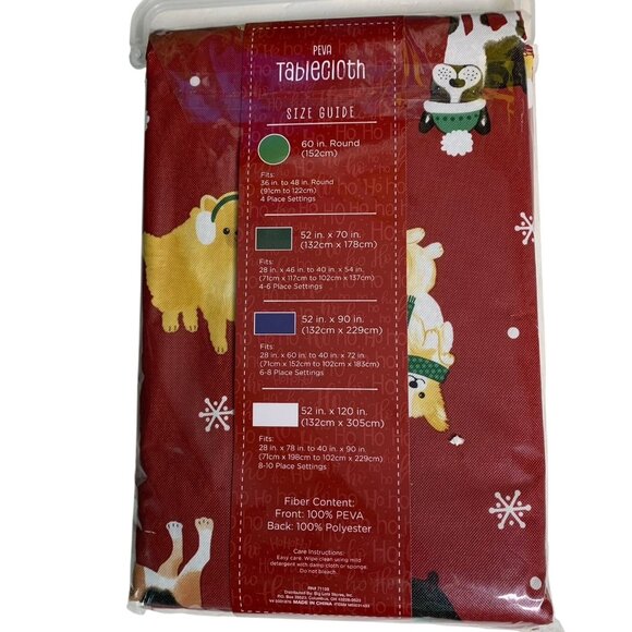 Christmas Holiday Dogs Peva Vinyl Tablecloth 52in x 70in Winter Wonder Lane - Picture 4 of 5